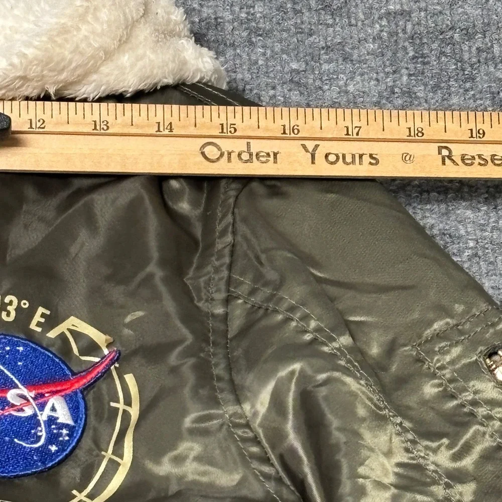 Southpole Kids Bomber Jacket NASA Space Explorer Sherpa‎ Lined Olive Green XL
